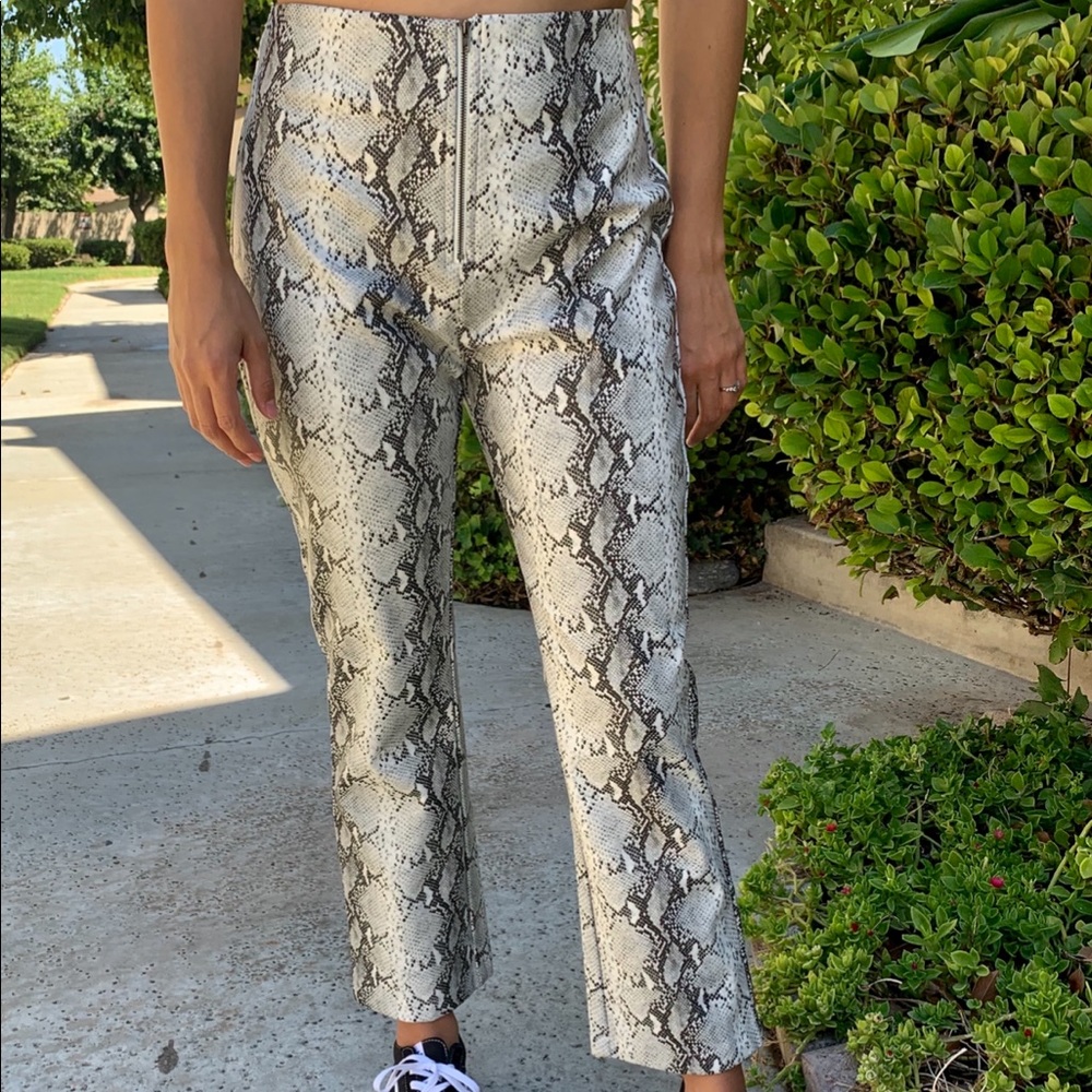 Pleather Snake Skin Print Pants